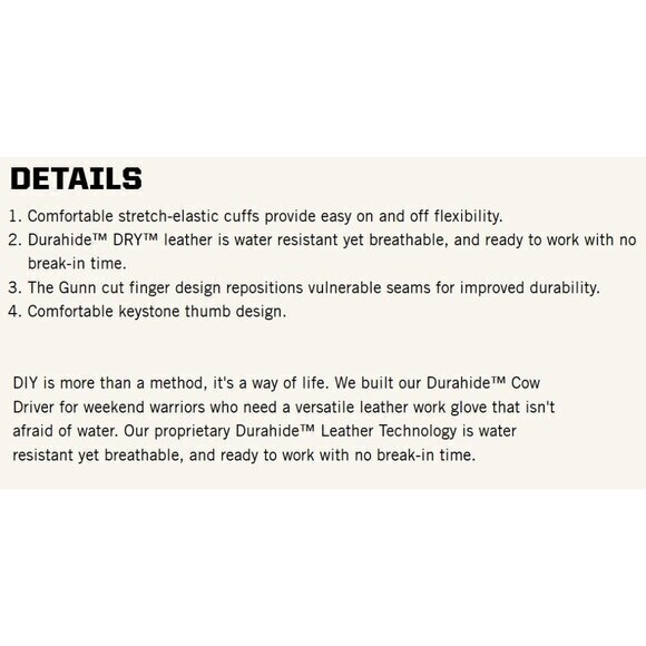 Mechanix Wear Driver‎ Durahide Leather Water Resistant Work Gloves Men's M NWT - Picture 5 of 16